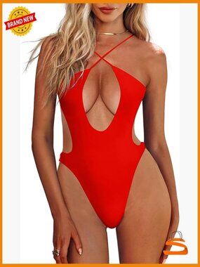 Cutout Criss Cross Halter Monokini One Piece Swimsuit